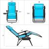 imageDevoko Set of 2 Zero Gravity Lounge Chairs Outdoor Folding Adjustable Steel Mesh Recliner Chairs with Cup Holder ampamp Removable Pillow for Patio Garden Lawn Beach BeigeBlue