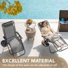 imageDevoko Set of 2 Zero Gravity Lounge Chairs Outdoor Folding Adjustable Steel Mesh Recliner Chairs with Cup Holder ampamp Removable Pillow for Patio Garden Lawn Beach BeigeGrey