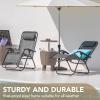 imageDevoko Set of 2 Zero Gravity Lounge Chairs Outdoor Folding Adjustable Steel Mesh Recliner Chairs with Cup Holder ampamp Removable Pillow for Patio Garden Lawn Beach BeigeDoublegrey