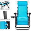 imageDevoko Set of 2 Zero Gravity Lounge Chairs Outdoor Folding Adjustable Steel Mesh Recliner Chairs with Cup Holder ampamp Removable Pillow for Patio Garden Lawn Beach BeigeBlue