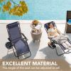 imageDevoko Set of 2 Zero Gravity Lounge Chairs Outdoor Folding Adjustable Steel Mesh Recliner Chairs with Cup Holder ampamp Removable Pillow for Patio Garden Lawn Beach BeigeDark Blue