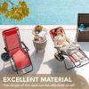 imageDevoko Set of 2 Zero Gravity Lounge Chairs Outdoor Folding Adjustable Steel Mesh Recliner Chairs with Cup Holder ampamp Removable Pillow for Patio Garden Lawn Beach BeigeRed