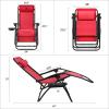 imageDevoko Set of 2 Zero Gravity Lounge Chairs Outdoor Folding Adjustable Steel Mesh Recliner Chairs with Cup Holder ampamp Removable Pillow for Patio Garden Lawn Beach BeigeRed