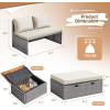 image:imageDevoko Patio Day Bed Outdoor Daybed Set Multifunctional Rattan Lounge Bed with 2 Side Tables for Backyard Porch Poolside Lawn Beach Navy BlueBeige White