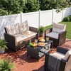 image:imageDevoko 4Piece Patio Furniture Set AllWeather PE Rattan Outdoor Conversation Set with Thick Cushions amp Glass Coffee Table Brown Wicker Patio Sofa Set for Backyard Porch Garden