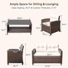 image:imageDevoko 4Piece Patio Furniture Set AllWeather PE Rattan Outdoor Conversation Set with Thick Cushions amp Glass Coffee Table Brown Wicker Patio Sofa Set for Backyard Porch Garden