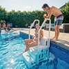 image:imageDevoko Above Ground Pool Ladder with NonSlip Steps Heavy Duty Swimming Pool Ladder with Double Handrailsamp4 Stairs for 48 to 54 inch Inground and Pools Above Ground WhiteWhite
