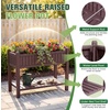 image:imageDevoko Elevated Resin Raised Garden Bed with Divider Outdoor Planter Box Stand with Drainage Holes Ergonomic Height and Bottom Storage Shelf for Flowers Vegetables and Herbs BrownBrown