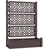 image:imageDevoko Elevated Resin Raised Garden Bed with Divider Outdoor Planter Box Stand with Drainage Holes Ergonomic Height and Bottom Storage Shelf for Flowers Vegetables and Herbs BrownBrown