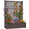 image:imageDevoko Elevated Resin Raised Garden Bed with Divider Outdoor Planter Box Stand with Drainage Holes Ergonomic Height and Bottom Storage Shelf for Flowers Vegetables and Herbs BrownBrown