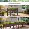 image:imageDevoko Elevated Resin Raised Garden Bed with Divider Outdoor Planter Box Stand with Drainage Holes Ergonomic Height and Bottom Storage Shelf for Flowers Vegetables and Herbs BrownBrown