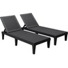 image:imageDevoko Outdoor Chaise Lounge Chair Set of 2 with 5Position Adjustable Back Waterproof amp Lightweight PP Lounge Chairs for Outside Pool Patio BlackBlack