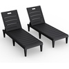 image:imageDevoko Outdoor Chaise Lounge Chair Set of 2 with 5Position Adjustable Back Waterproof amp Lightweight PP Lounge Chairs for Outside Pool Patio BlackBlack
