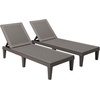 image:imageDevoko Outdoor Chaise Lounge Chair Set of 2 with 5Position Adjustable Back Waterproof amp Lightweight PP Lounge Chairs for Outside Pool Patio BlackDeep Brown