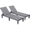 image:imageDevoko Outdoor Chaise Lounge Chair Set of 2 with 5Position Adjustable Back Waterproof amp Lightweight PP Lounge Chairs for Outside Pool Patio BlackLight Grey