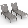image:imageDevoko Outdoor Chaise Lounge Chair Set of 2 with 5Position Adjustable Back Waterproof amp Lightweight PP Lounge Chairs for Outside Pool Patio BlackLight Brown