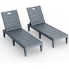 image:imageDevoko Outdoor Chaise Lounge Chair Set of 2 with 5Position Adjustable Back Waterproof amp Lightweight PP Lounge Chairs for Outside Pool Patio BlackLight Grey