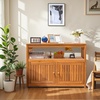 image:imageDevoko Outdoor Storage Cabinet Weatherproof Cabinet Acacia Wood with 2 Magnetic Doors and Shelve Outdoor Buffet TV Stand Potting Table BrownBrown