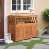 image:imageDevoko Outdoor Storage Cabinet Weatherproof Cabinet Acacia Wood with 2 Magnetic Doors and Shelve Outdoor Buffet TV Stand Potting Table BrownBrown