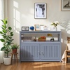 image:imageDevoko Outdoor Storage Cabinet Weatherproof Cabinet Acacia Wood with 2 Magnetic Doors and Shelve Outdoor Buffet TV Stand Potting Table BrownGrey