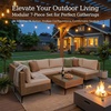 image:imageDevoko Patio Furniture Set7 Pieces Outdoor Wicker Sectional Couch with Thick Cushions ampGlass Tabletop PE Rattan Backyard Conversation Sofa with Coffee Table for Deck PorchBeige