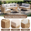 image:imageDevoko Patio Furniture Set7 Pieces Outdoor Wicker Sectional Couch with Thick Cushions ampGlass Tabletop PE Rattan Backyard Conversation Sofa with Coffee Table for Deck PorchBeige