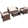 image:imageDevoko 4Piece Patio Furniture Set AllWeather PE Rattan Outdoor Conversation Set with Thick Cushions amp Glass Coffee Table Brown Wicker Patio Sofa Set for Backyard Porch Garden