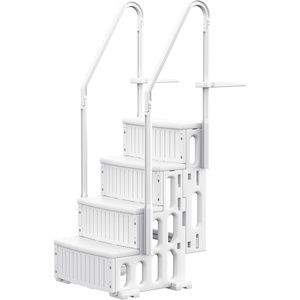 image:imageDevoko Above Ground Pool Ladder with NonSlip Steps Heavy Duty Swimming Pool Ladder with Double Handrailsamp4 Stairs for 48 to 54 inch Inground and Pools Above Ground WhiteWhite