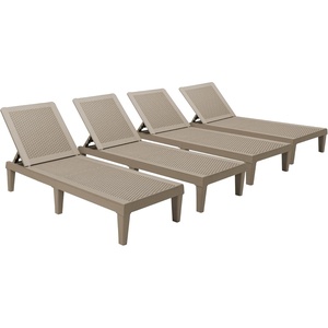 image:imageDevoko Outdoor Chaise Lounge Chair Set of 2 with 5Position Adjustable Back Waterproof amp Lightweight PP Lounge Chairs for Outside Pool Patio BlackLight Brown