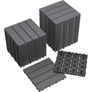 image:imageDevoko Plastic Interlocking Deck Tiles 36 Pack 12x12 Waterproof Patio Flooring Tiles Outdoor Deck Tiles for Porch Balcony Poolside Backyard 36 Dark Gray