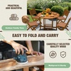 image:imageDevoko 5 PCS Patio Furniture Patio Dining Set Acacia Wood Outdoor Table and Chairs with 4 Folding Chairs and 37 Round Movable Table Outdoor Dining Set for Lawn Balcony Garden Light BrownLight Brown
