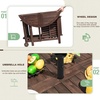 image:imageDevoko 5 PCS Patio Furniture Patio Dining Set Acacia Wood Outdoor Table and Chairs with 4 Folding Chairs and 37 Round Movable Table Outdoor Dining Set for Lawn Balcony Garden Light BrownDeep Brown