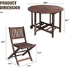 image:imageDevoko 5 PCS Patio Furniture Patio Dining Set Acacia Wood Outdoor Table and Chairs with 4 Folding Chairs and 37 Round Movable Table Outdoor Dining Set for Lawn Balcony Garden Light BrownDeep Brown