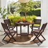 image:imageDevoko 5 PCS Patio Furniture Patio Dining Set Acacia Wood Outdoor Table and Chairs with 4 Folding Chairs and 37 Round Movable Table Outdoor Dining Set for Lawn Balcony Garden Light BrownDeep Brown
