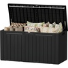 image:imageDevoko 29 Gallon Deck Box Waterproof Resin Outdoor Storage Box  Lockable and UV Resistant for Patio Furniture Garden ToolsBlack