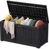 image:imageDevoko 29 Gallon Deck Box Waterproof Resin Outdoor Storage Box  Lockable and UV Resistant for Patio Furniture Garden ToolsBlack