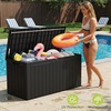 image:imageDevoko 29 Gallon Deck Box Waterproof Resin Outdoor Storage Box  Lockable and UV Resistant for Patio Furniture Garden ToolsBlack