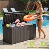 image:imageDevoko 29 Gallon Deck Box Waterproof Resin Outdoor Storage Box  Lockable and UV Resistant for Patio Furniture Garden ToolsBrown