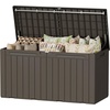 image:imageDevoko 29 Gallon Deck Box Waterproof Resin Outdoor Storage Box  Lockable and UV Resistant for Patio Furniture Garden ToolsBrown
