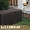 image:imageDevoko 29 Gallon Deck Box Waterproof Resin Outdoor Storage Box  Lockable and UV Resistant for Patio Furniture Garden ToolsDark Brown