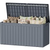 image:imageDevoko 29 Gallon Deck Box Waterproof Resin Outdoor Storage Box  Lockable and UV Resistant for Patio Furniture Garden ToolsGray