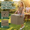 image:imageDevoko 29 Gallon Deck Box Waterproof Resin Outdoor Storage Box  Lockable and UV Resistant for Patio Furniture Garden ToolsLight Brown