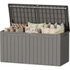 image:imageDevoko 29 Gallon Deck Box Waterproof Resin Outdoor Storage Box  Lockable and UV Resistant for Patio Furniture Garden ToolsLight Brown