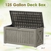 image:imageDevoko 29 Gallon Deck Box Waterproof Resin Outdoor Storage Box  Lockable and UV Resistant for Patio Furniture Garden ToolsLight Brown