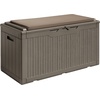 image:imageDevoko 29 Gallon Deck Box Waterproof Resin Outdoor Storage Box  Lockable and UV Resistant for Patio Furniture Garden ToolsLight Brown
