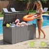 image:imageDevoko 29 Gallon Deck Box Waterproof Resin Outdoor Storage Box  Lockable and UV Resistant for Patio Furniture Garden ToolsLight Brown
