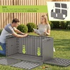 image:imageDevoko 29 Gallon Deck Box Waterproof Resin Outdoor Storage Box  Lockable and UV Resistant for Patio Furniture Garden ToolsLight Brown