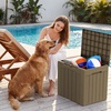 image:imageDevoko 29 Gallon Deck Box Waterproof Resin Outdoor Storage Box  Lockable and UV Resistant for Patio Furniture Garden ToolsLight Brown