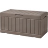 image:imageDevoko 29 Gallon Deck Box Waterproof Resin Outdoor Storage Box  Lockable and UV Resistant for Patio Furniture Garden ToolsLight Brown