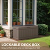 image:imageDevoko 29 Gallon Deck Box Waterproof Resin Outdoor Storage Box  Lockable and UV Resistant for Patio Furniture Garden ToolsLight Brown